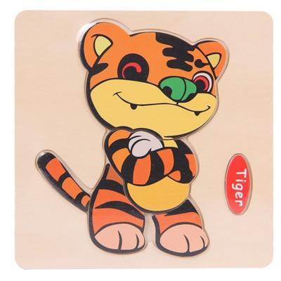 Wooden 3D Animal Puzzle for Toddlers — Montessori Educational Brain Teaser - Multiple Designs