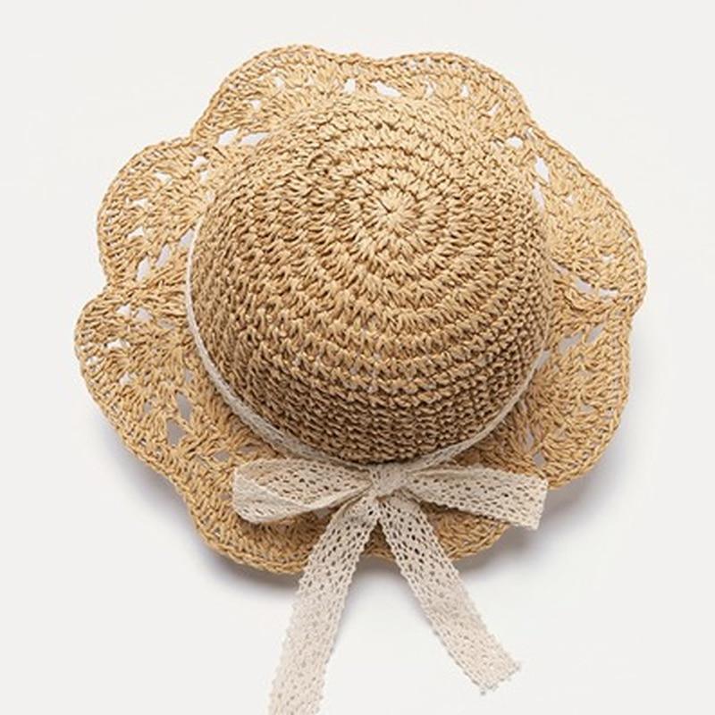 Handmade Natural Straw Sun Hat for Baby & Girls with Cotton Bow - Multiple Colors & Sizes