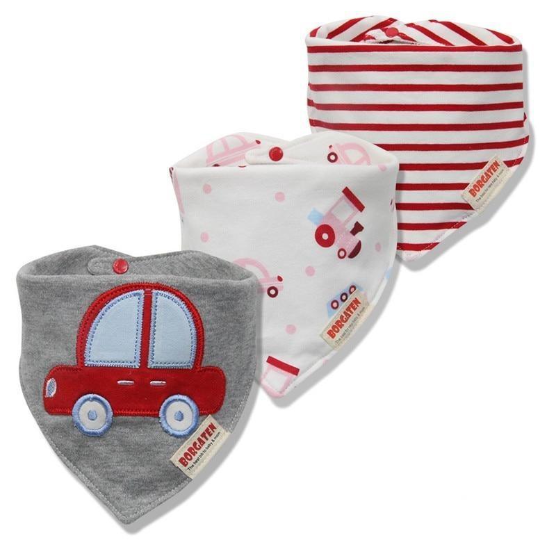 Organic Cotton Waterproof Baby Burp Cloth Bibs – Set of 3 | Multiple Designs