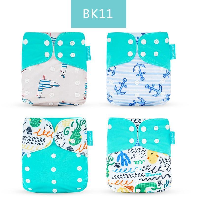Washable Eco-friendly Reusable Cloth Diapers - Multiple Designs (Set of 4)
