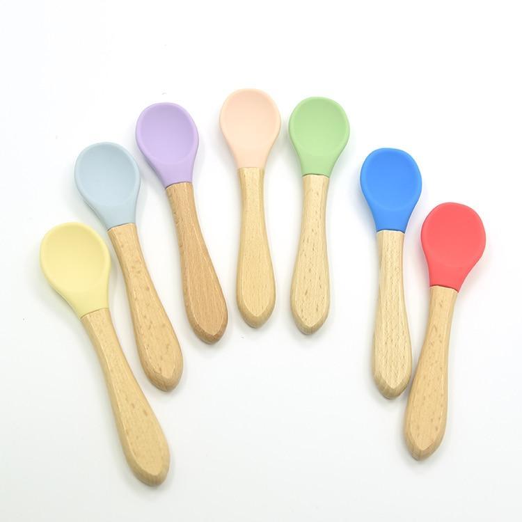 Organic Bamboo/Silicone Training Spoons (2 Piece Set)