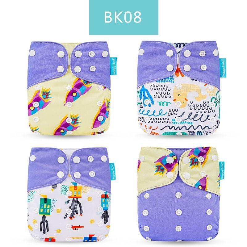 Washable Eco-friendly Reusable Cloth Diapers - Multiple Designs (Set of 4)