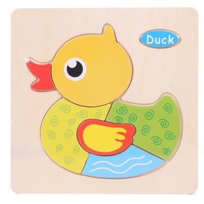 Wooden 3D Animal Puzzle for Toddlers — Montessori Educational Brain Teaser - Multiple Designs