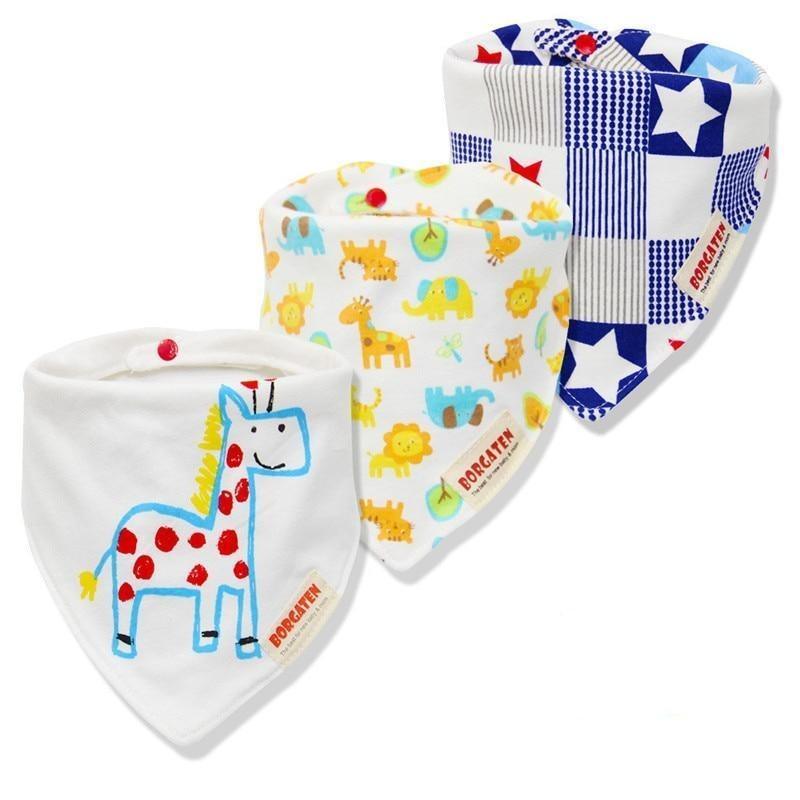 Organic Cotton Waterproof Baby Burp Cloth Bibs – Set of 3 | Multiple Designs