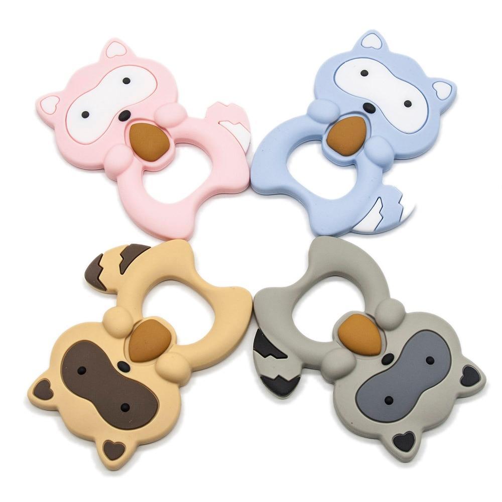 Silicone Raccoon Baby Teether — 100% Food-Grade, BPA-Free & Dishwasher Safe - Multiple Colors