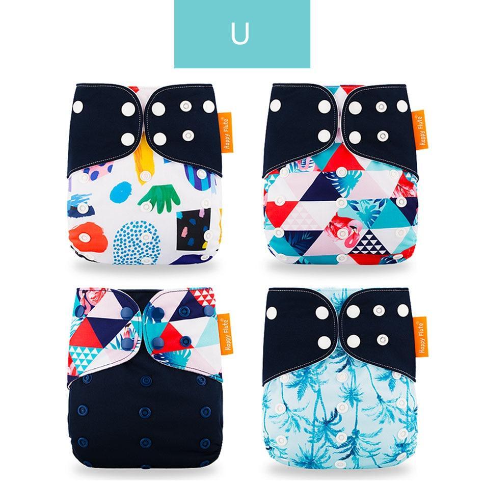 Washable Eco-friendly Reusable Cloth Diapers - Multiple Designs (Set of 4)