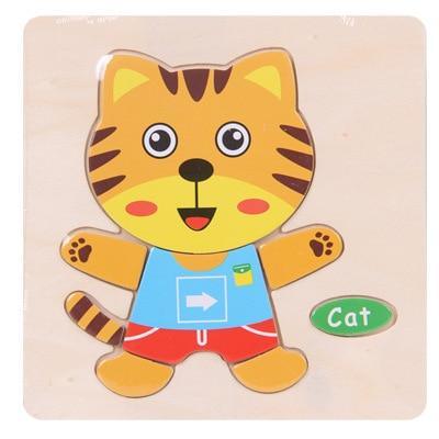 Wooden 3D Animal Puzzle for Toddlers — Montessori Educational Brain Teaser - Multiple Designs