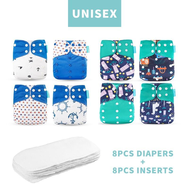 Washable Eco-friendly Reusable Cloth Diapers - Multiple Designs (Set of 4)