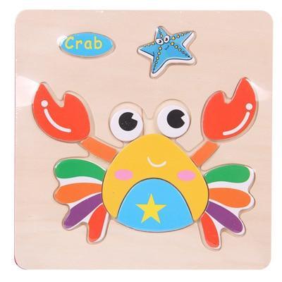 Wooden 3D Animal Puzzle for Toddlers — Montessori Educational Brain Teaser - Multiple Designs
