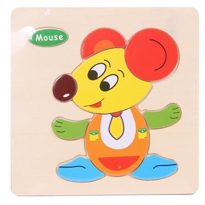 Wooden 3D Animal Puzzle for Toddlers — Montessori Educational Brain Teaser - Multiple Designs