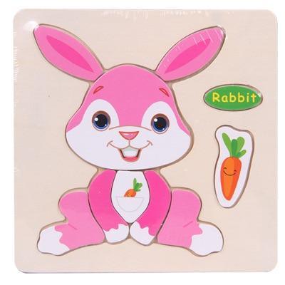 Wooden 3D Animal Puzzle for Toddlers — Montessori Educational Brain Teaser - Multiple Designs