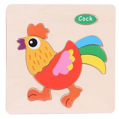Wooden 3D Animal Puzzle for Toddlers — Montessori Educational Brain Teaser - Multiple Designs