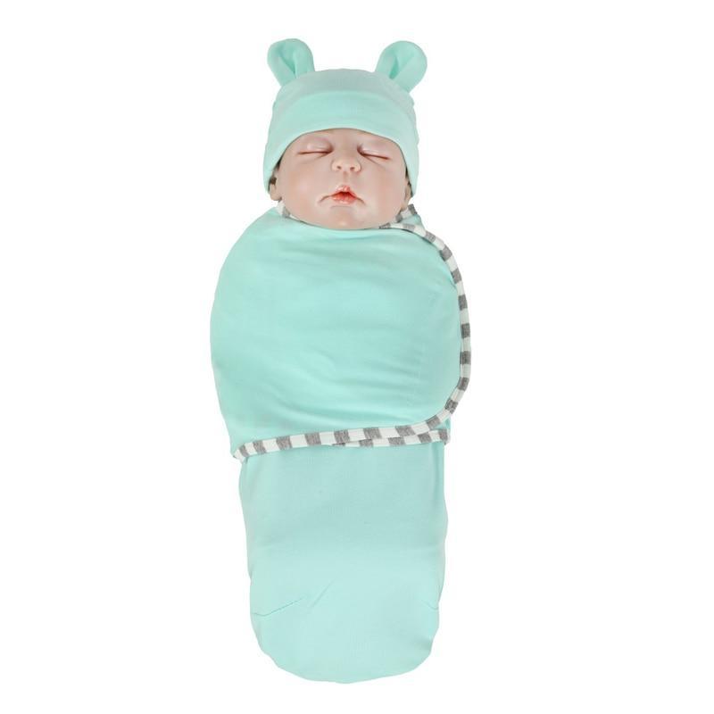 Organic Cotton Newborn Swaddle Blanket with Hat & Blanket Bag – 8 Colors