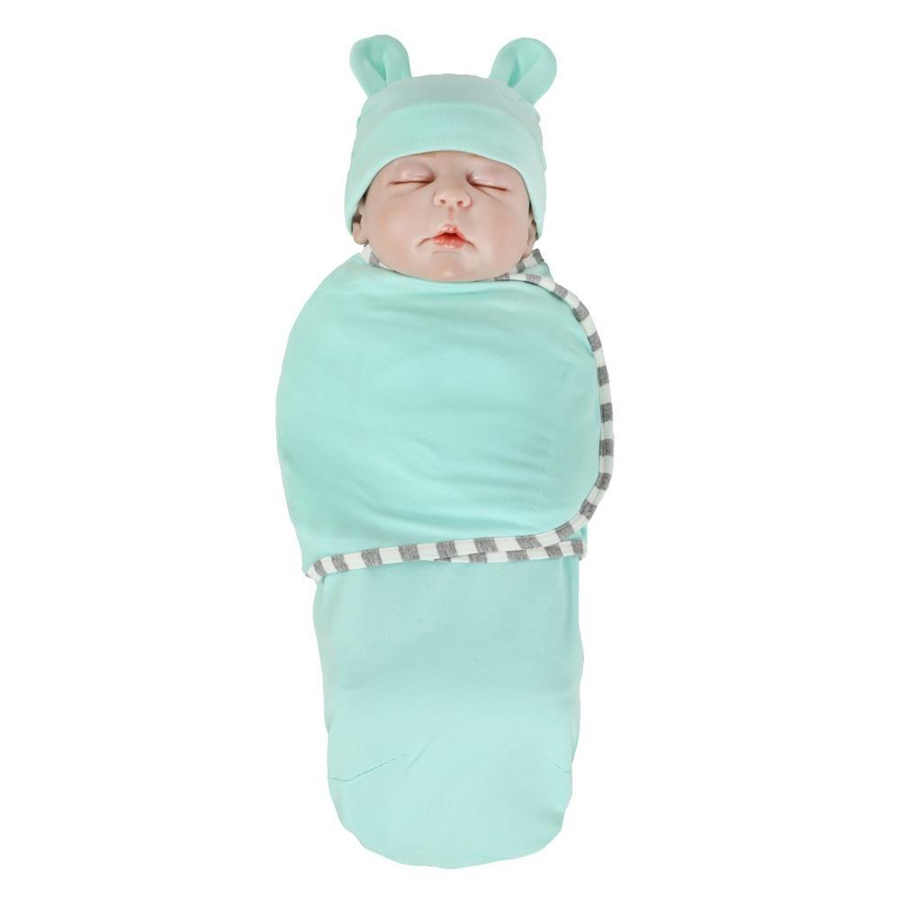 Organic Cotton Newborn Swaddle Blanket with Hat & Blanket Bag – 8 Colors
