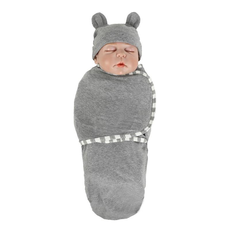 Organic Cotton Newborn Swaddle Blanket with Hat & Blanket Bag – 8 Colors