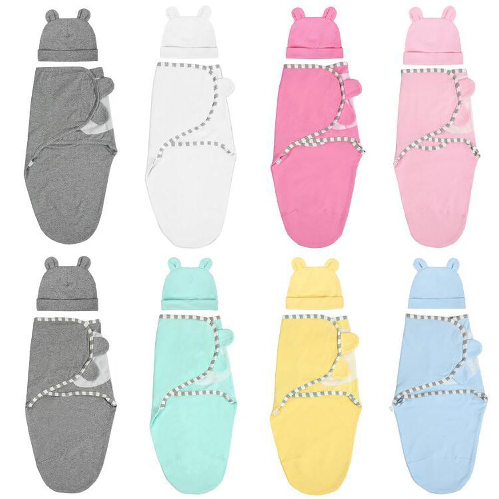 Organic Cotton Newborn Swaddle Blanket with Hat & Blanket Bag – 8 Colors