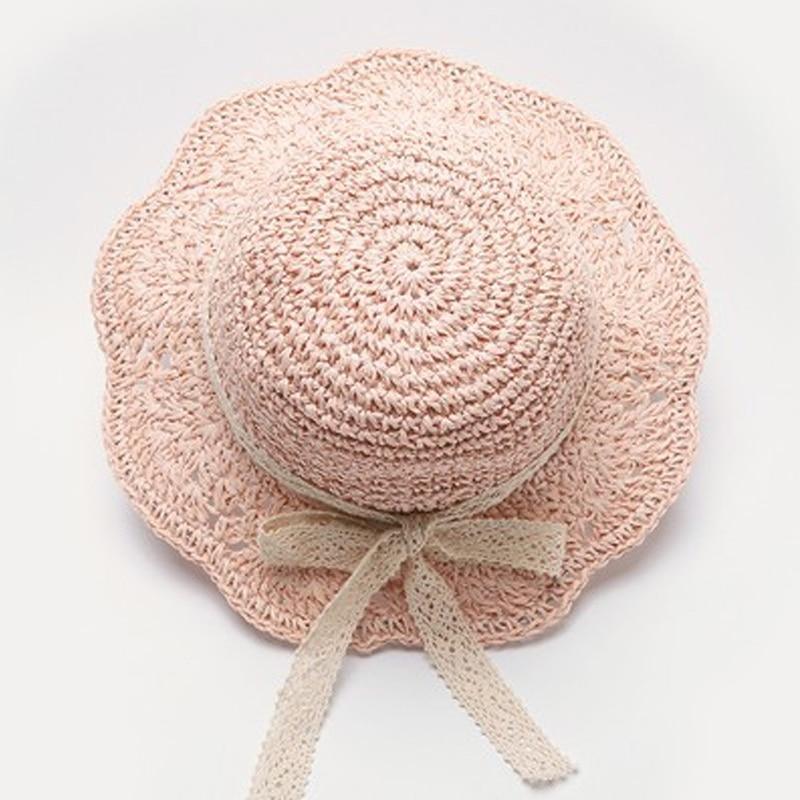 Handmade Natural Straw Sun Hat for Baby & Girls with Cotton Bow - Multiple Colors & Sizes