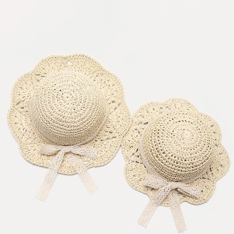 Handmade Natural Straw Sun Hat for Baby & Girls with Cotton Bow - Multiple Colors & Sizes