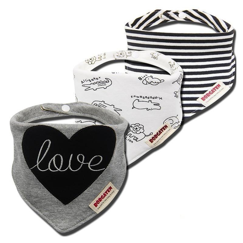 Organic Cotton Waterproof Baby Burp Cloth Bibs – Set of 3 | Multiple Designs