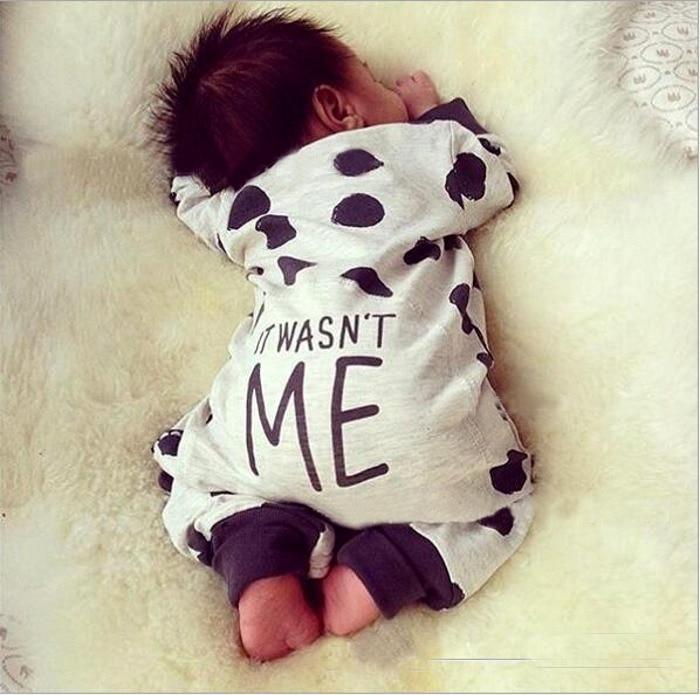 "It Wasn't Me" Purple Polka Dot Cotton Baby Jumpsuit | Long Sleeve