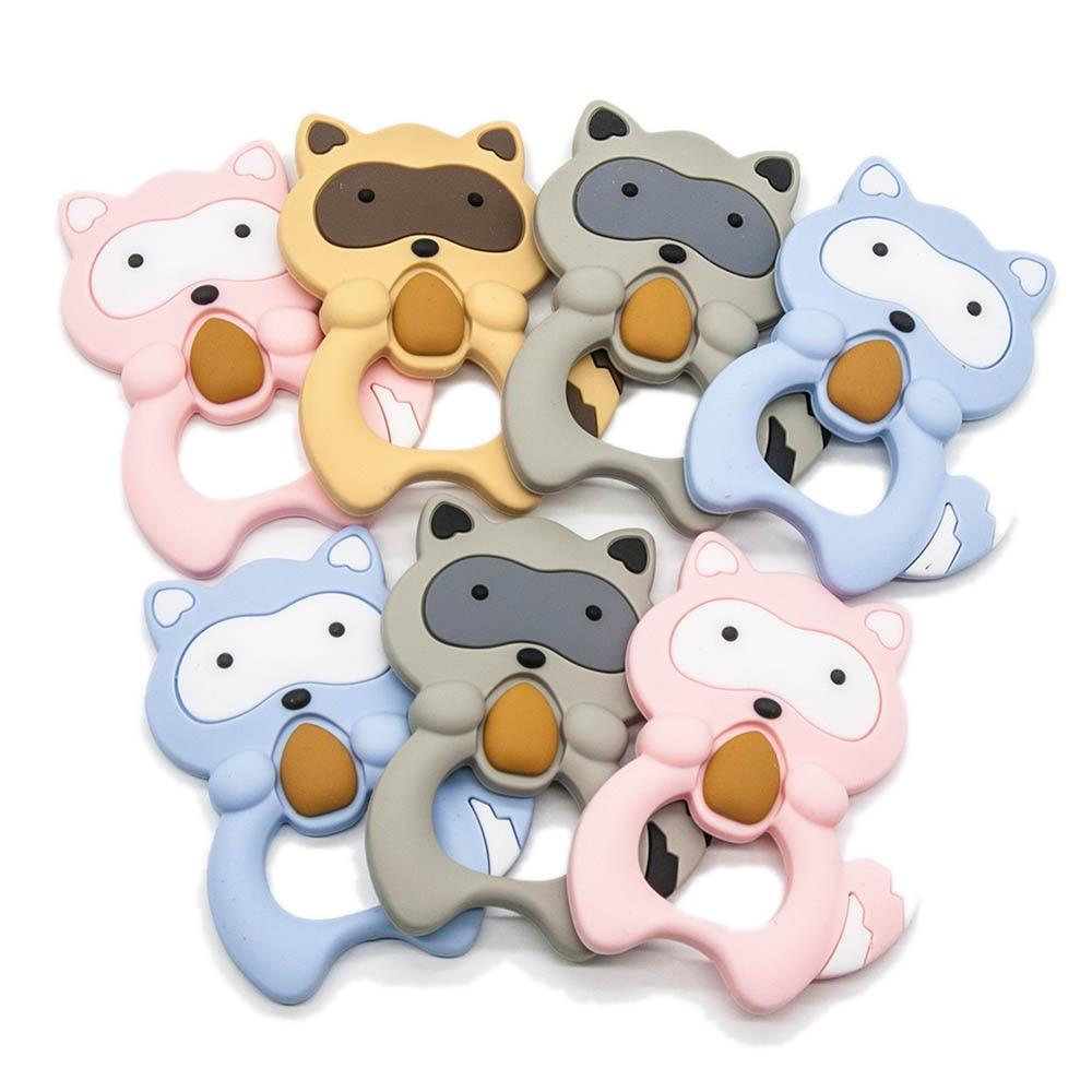 Silicone Raccoon Baby Teether — 100% Food-Grade, BPA-Free & Dishwasher Safe - Multiple Colors