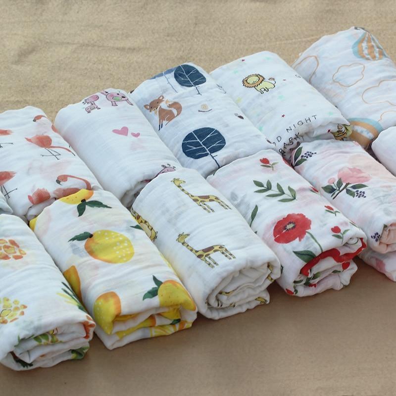 Lightweight Cotton Muslin Baby Swaddle Blanket - Multiple Designs
