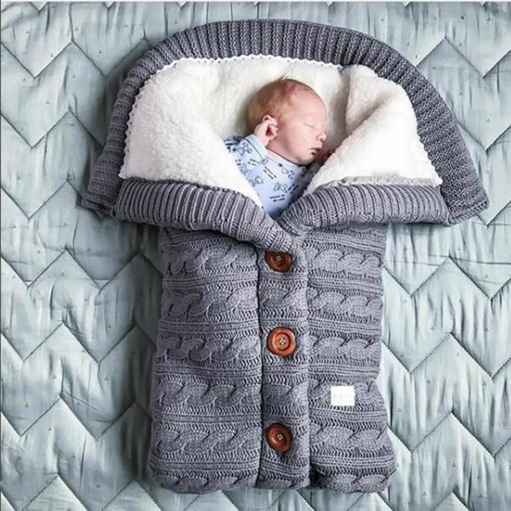 Handmade Knit Baby Swaddle Blanket — Warm Wool Sleeping Bag & Stroller Wrap - Multiple Colors