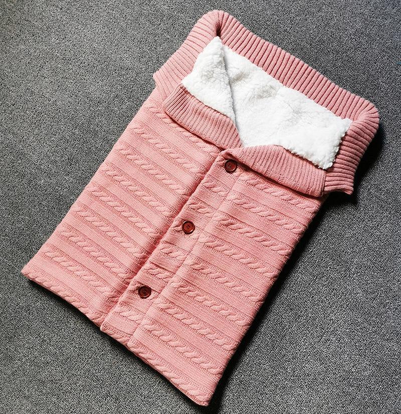 Handmade Knit Baby Swaddle Blanket — Warm Wool Sleeping Bag & Stroller Wrap - Multiple Colors