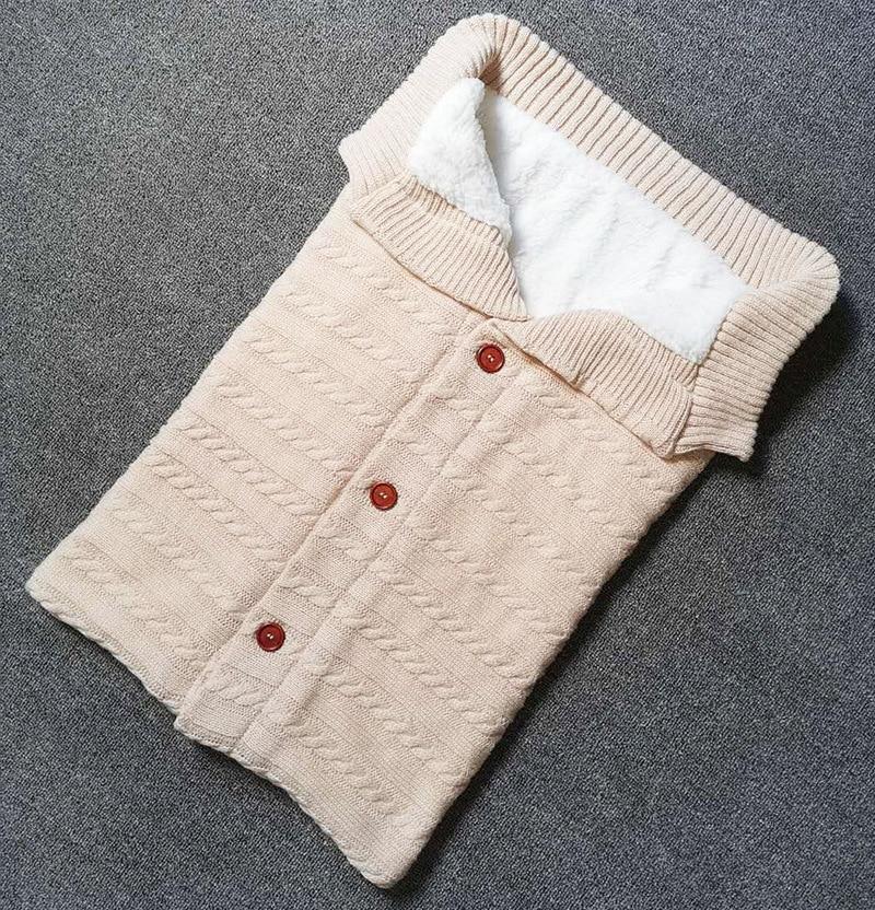 Handmade Knit Baby Swaddle Blanket — Warm Wool Sleeping Bag & Stroller Wrap - Multiple Colors