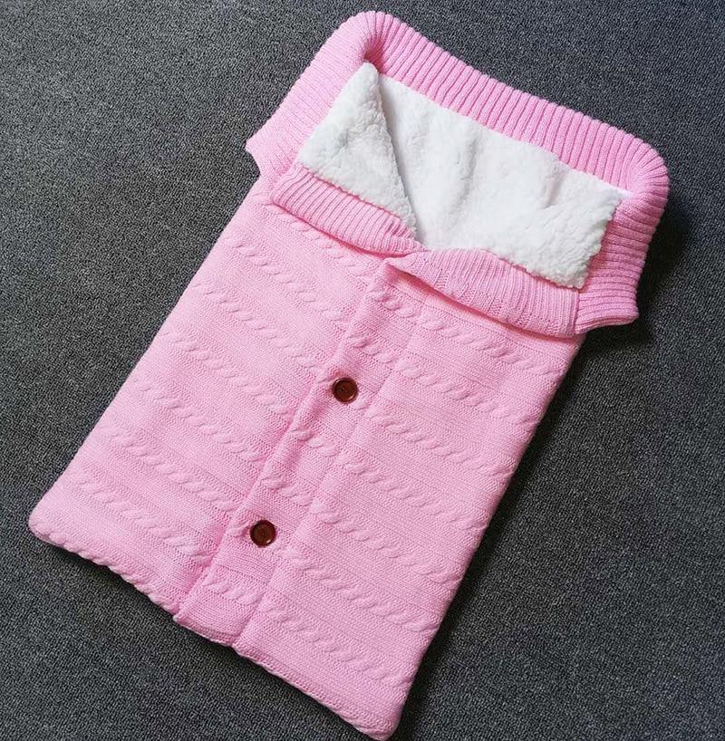 Handmade Knit Baby Swaddle Blanket — Warm Wool Sleeping Bag & Stroller Wrap - Multiple Colors
