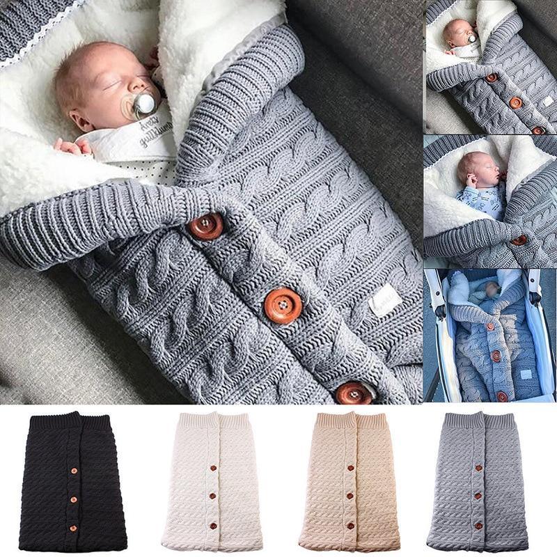 Handmade Knit Baby Swaddle Blanket — Warm Wool Sleeping Bag & Stroller Wrap - Multiple Colors