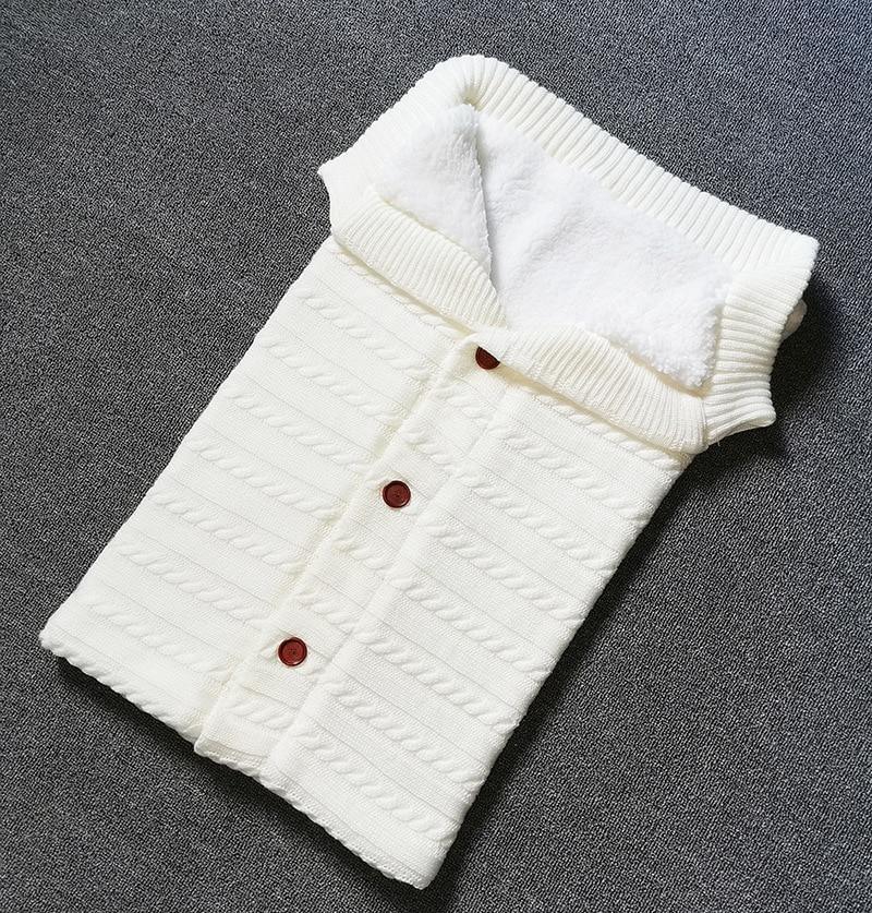 Handmade Knit Baby Swaddle Blanket — Warm Wool Sleeping Bag & Stroller Wrap - Multiple Colors