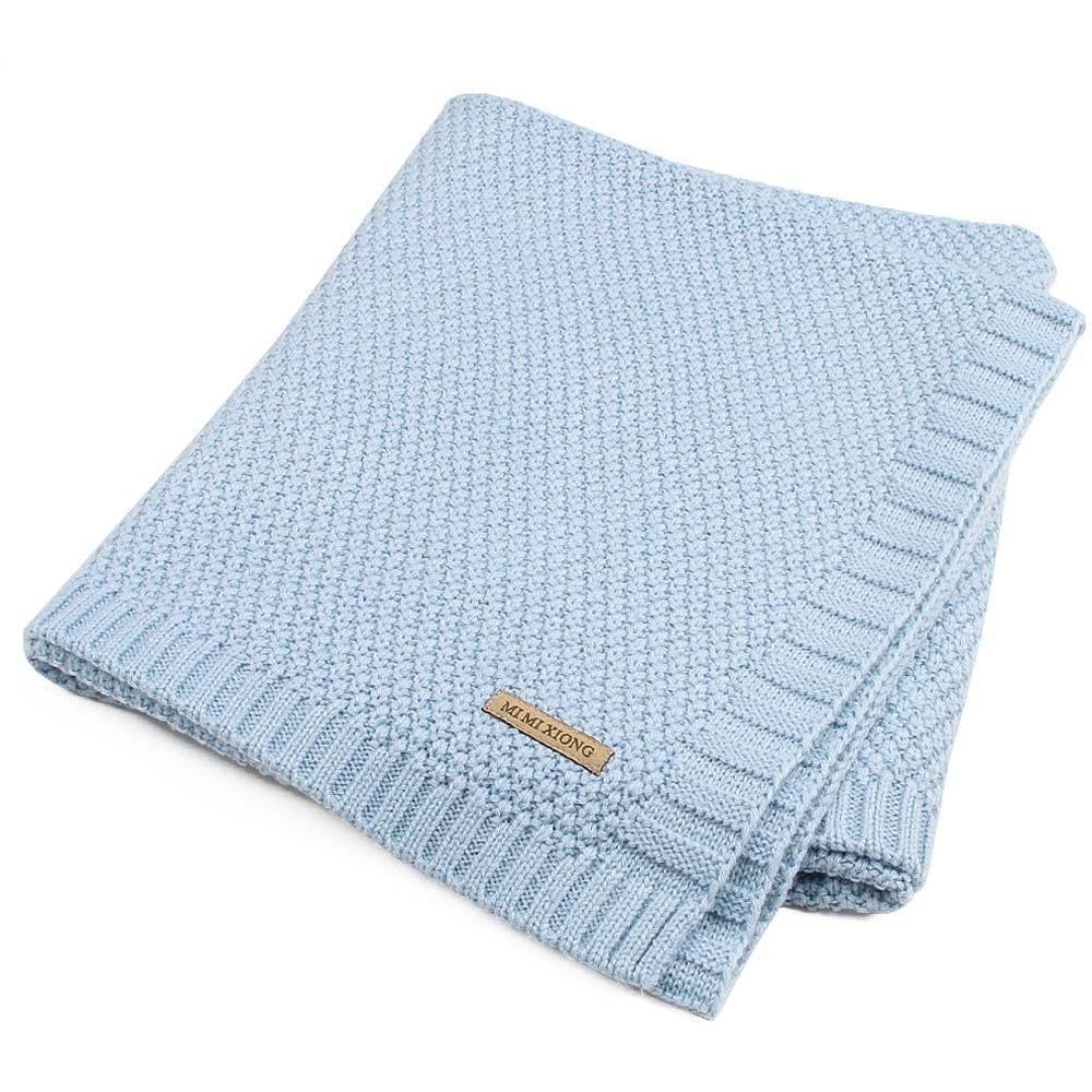 Organic Cotton Knitted Baby Blanket - Multiple Colors