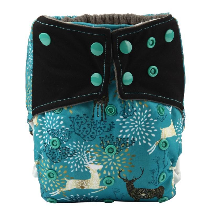 Charcoal Bamboo Reusable Baby Cloth Diapers - Double Gusset, Washable Nappies - Multiple Designs