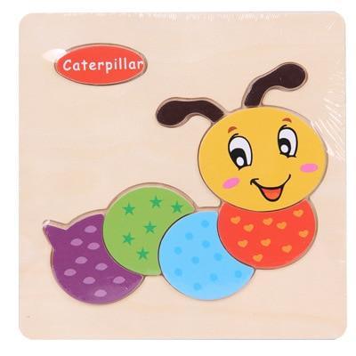 Wooden 3D Animal Puzzle for Toddlers — Montessori Educational Brain Teaser - Multiple Designs