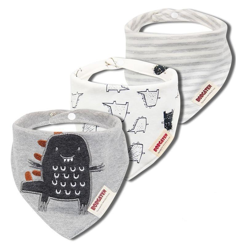 Organic Cotton Waterproof Baby Burp Cloth Bibs – Set of 3 | Multiple Designs