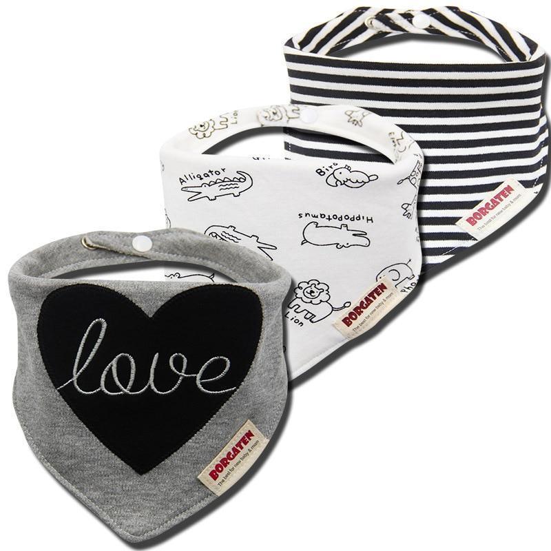 Organic Cotton Waterproof Baby Burp Cloth Bibs – Set of 3 | Multiple Designs