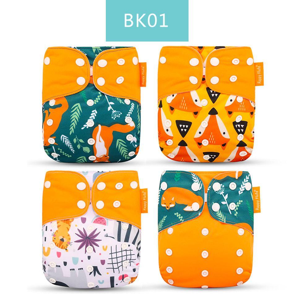 Washable Eco-friendly Reusable Cloth Diapers - Multiple Designs (Set of 4)