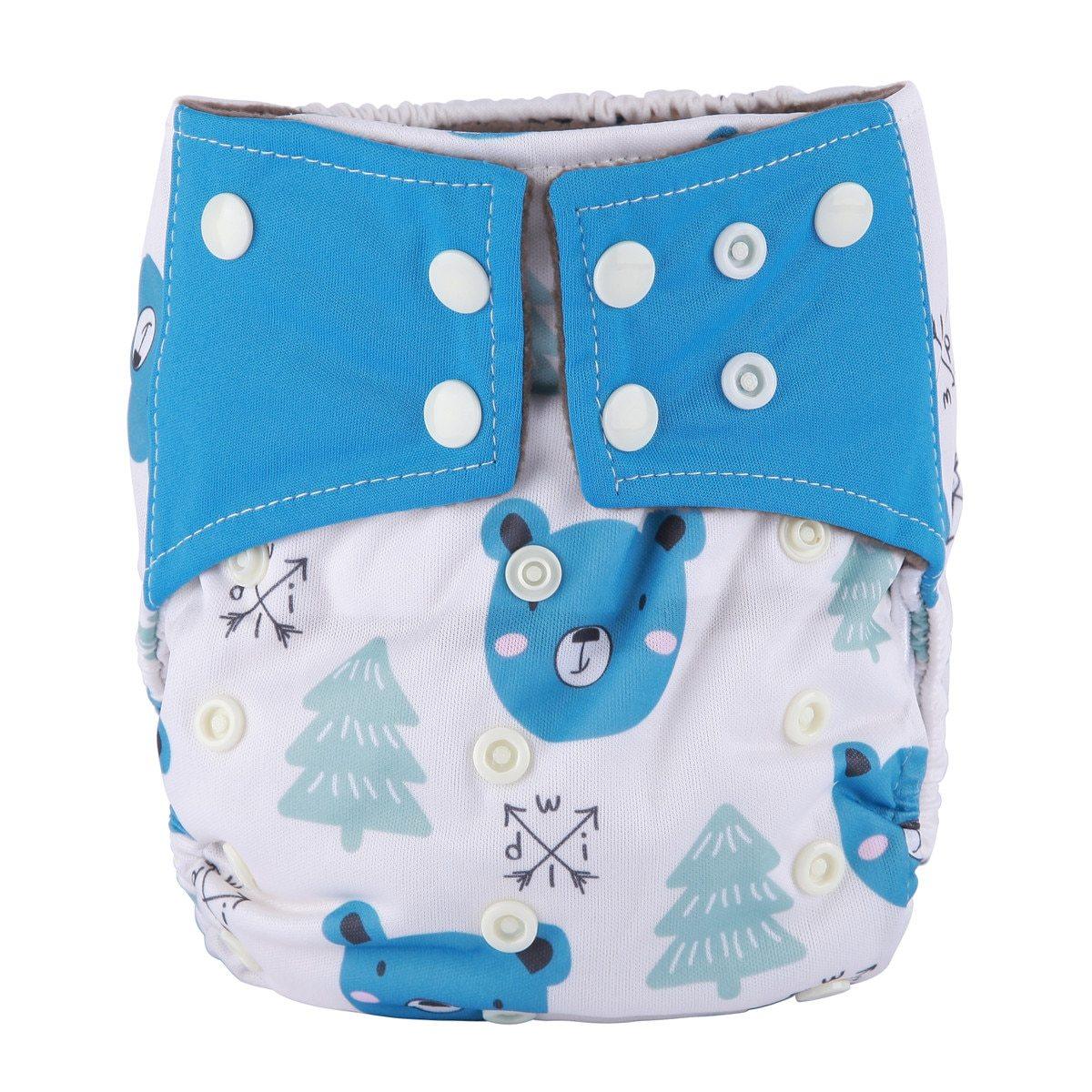 Charcoal Bamboo Reusable Baby Cloth Diapers - Double Gusset, Washable Nappies - Multiple Designs