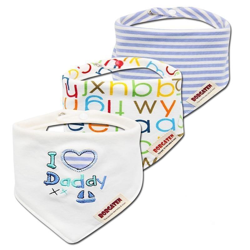 Organic Cotton Waterproof Baby Burp Cloth Bibs – Set of 3 | Multiple Designs