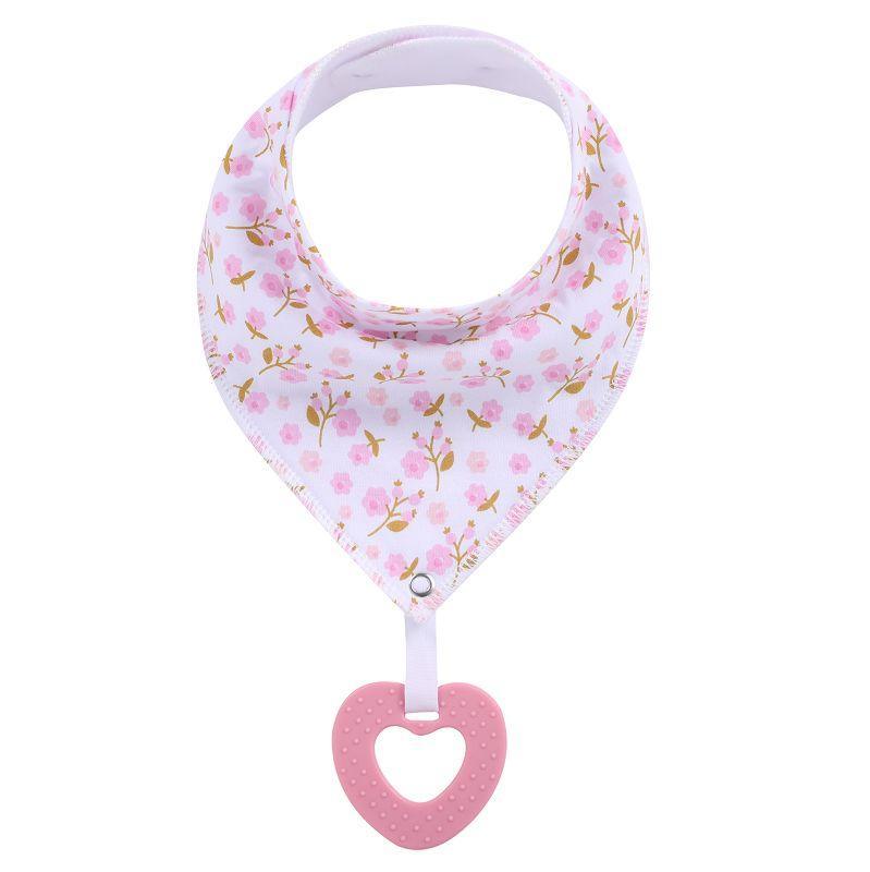 100% Organic Cotton Unisex Baby Bandana Drool Bibs with Teething Toy – 25 Designs