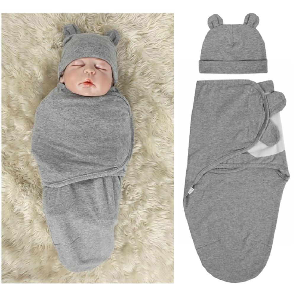 Organic Cotton Newborn Swaddle Blanket with Hat & Blanket Bag – 8 Colors