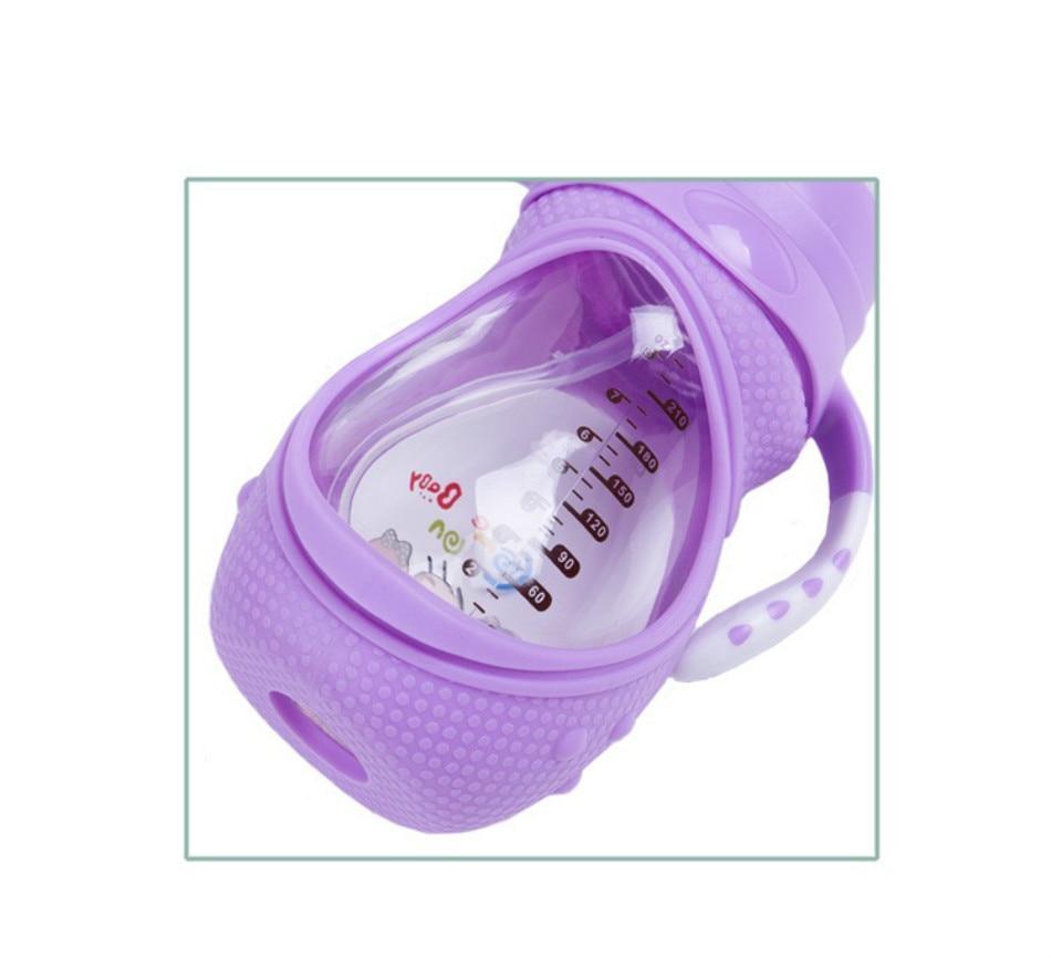 Anti-Colic Silicone Baby Feeding Bottle - Wide Mouth, BPA-Free, 240ml - Multiple Colors
