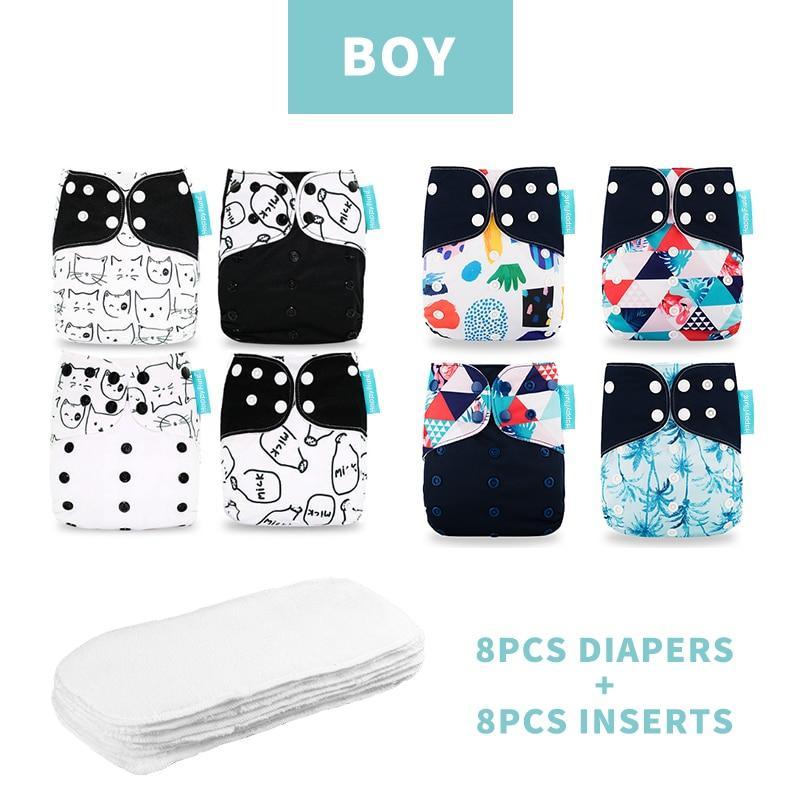 Washable Eco-friendly Reusable Cloth Diapers - Multiple Designs (Set of 4)