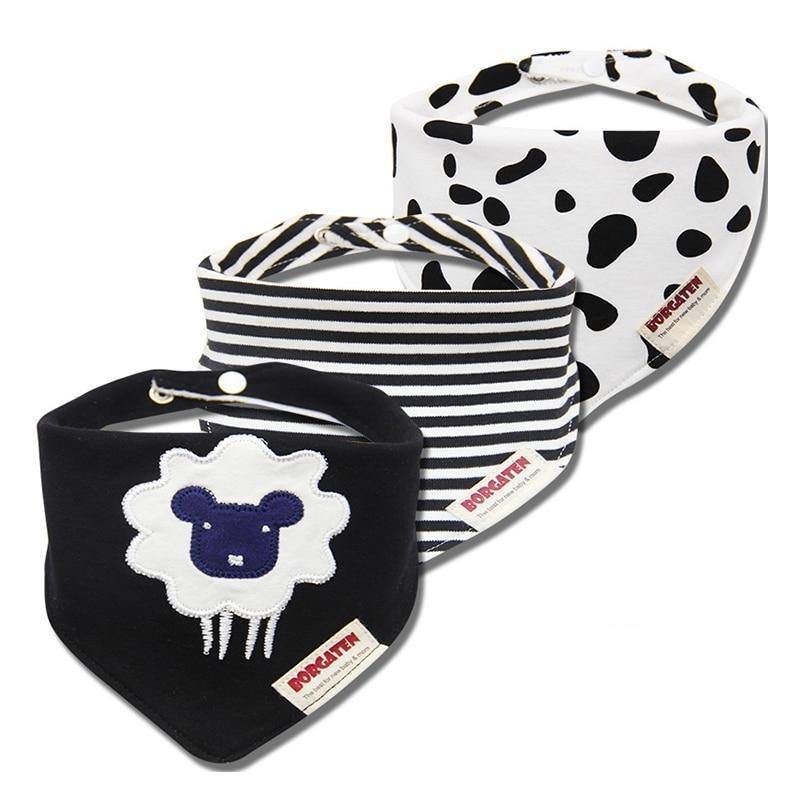 Organic Cotton Waterproof Baby Burp Cloth Bibs – Set of 3 | Multiple Designs