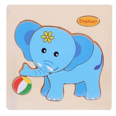 Wooden 3D Animal Puzzle for Toddlers — Montessori Educational Brain Teaser - Multiple Designs