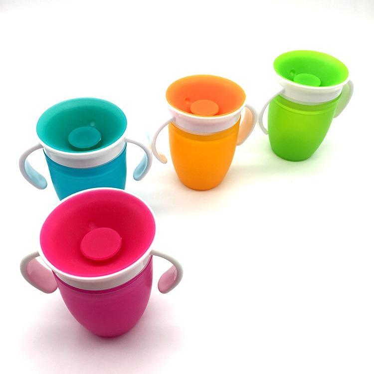 Leak-Proof Rotatable Magic Learning Cup for Babies - 240ml Silicone Sippy Cup - Multiple Colors