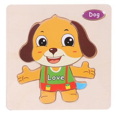 Wooden 3D Animal Puzzle for Toddlers — Montessori Educational Brain Teaser - Multiple Designs