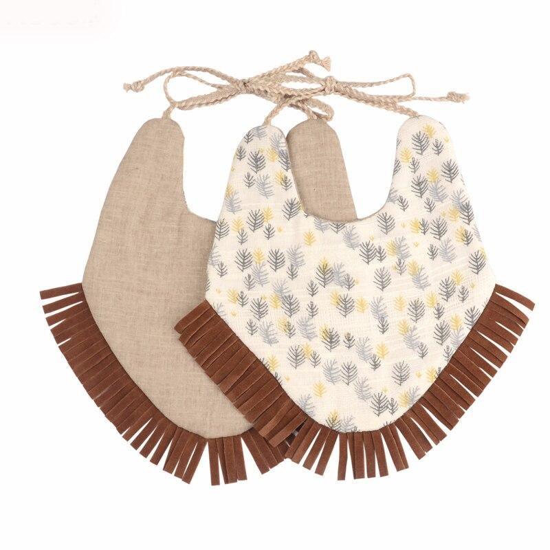 Cotton Linen Tassel Baby Bib & Burp Cloth – Multiple Designs