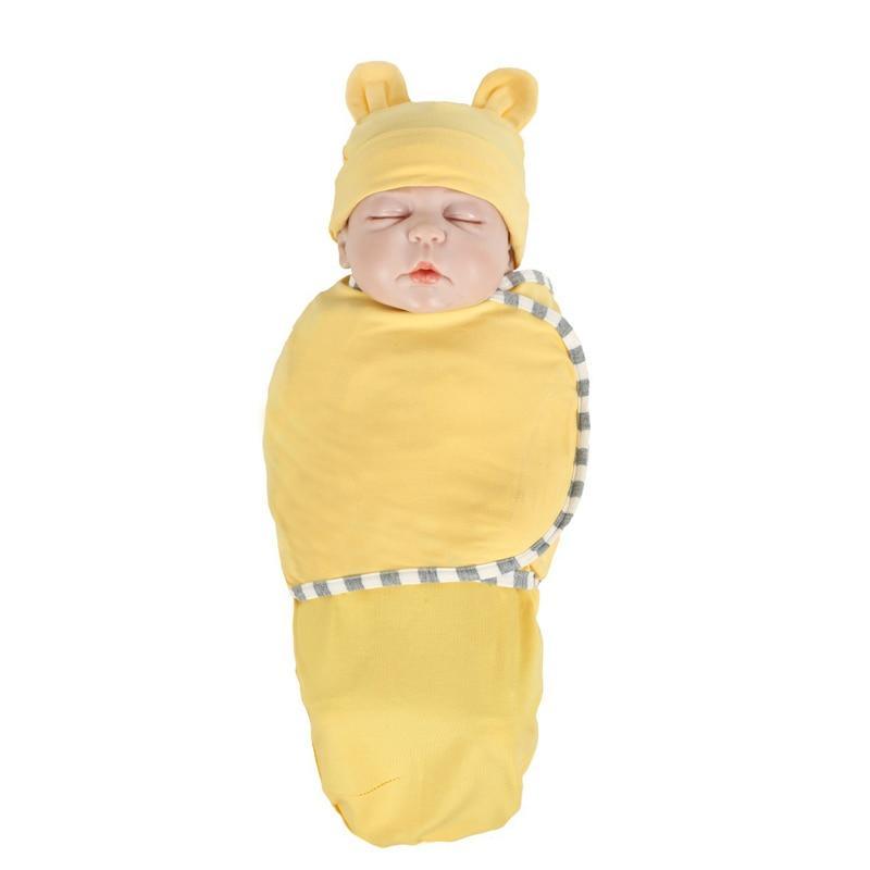 Organic Cotton Newborn Swaddle Blanket with Hat & Blanket Bag – 8 Colors